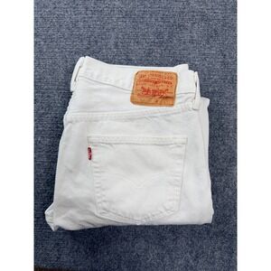 Levi's 501 Mens Straight Fit Jeans W32 L34 White Denim Button Fly Classic